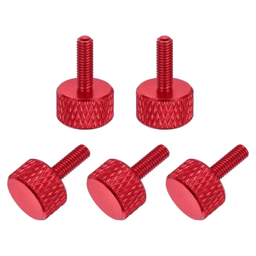 Vista 95 de MECCANIXITY 5 piezas M6x14mm Tornillos de pulgar estriado de cabeza plana, pernos de rosca completa de aleación de aluminio sólido para carcasas
