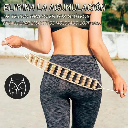 Vista 3 de KintKita Herramientas de masaje de terapia de madera, herramienta de cuerda de rodillo de masaje de madera, kit de maderoterapia, masajeador