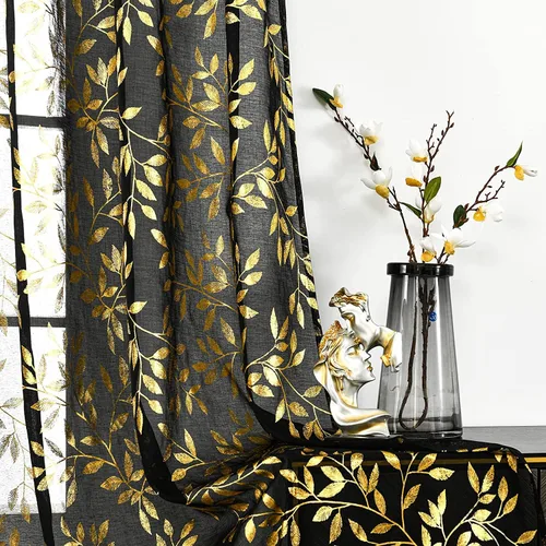 Vista 46 de Deeprove Cortinas traslúcidas color aguamarina y dorado de 63 pulgadas de largo, 2 paneles para decoración de dormitorio, cocina, decoración