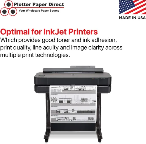 Vista 5 de Plotter Paper Direct (20 libras, color azul, 2 rollos, núcleo de 2 pulgadas, 24 pulgadas x 300 pies) para impresión CAD en impresoras de chorro