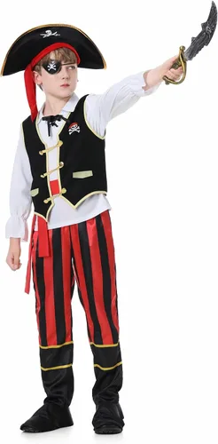 Vista 3 de Antbutler Disfraz de pirata para niños, disfraz de pirata para niños, disfraz de pirata de Halloween, disfraz de cosplay para niños de 3 a 12 años