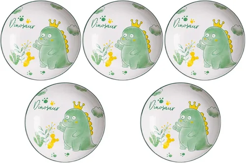 Vista 13 de Juego de 5 platos de cerámica con bonito diseño de gato, platos llanos grandes de porcelana para ensalada de postre de 7.28 pulgadas, platos