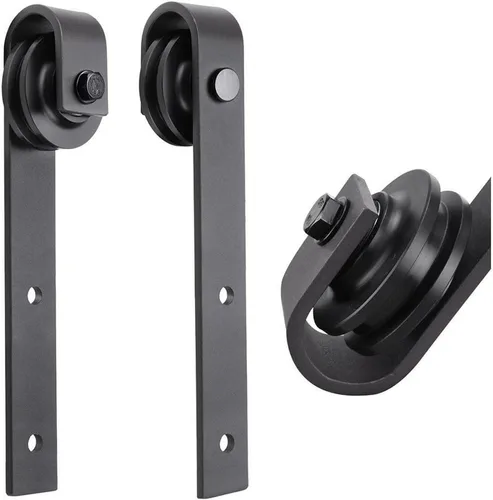 Vista 6 de SARTODOORS Puerta de granero resistente de 18 x 80 pulgadas Lucia 1299 negro mate con espejo Juego de perchas de riel de 6.6 pies Puertas