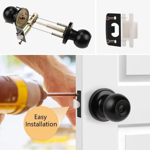 Vista 8 de Probrico - Perilla interior para puerta de baño, manija de puerta sin llave para dormitorio, juego de cerradura para puerta interior con perilla