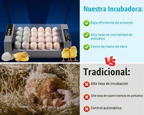 Vista 4 de Gpeng Incubadora de huevos, incubadora de 24 huevos con pantalla digital, giro automático de huevos, control automático de temperatura, para incubar