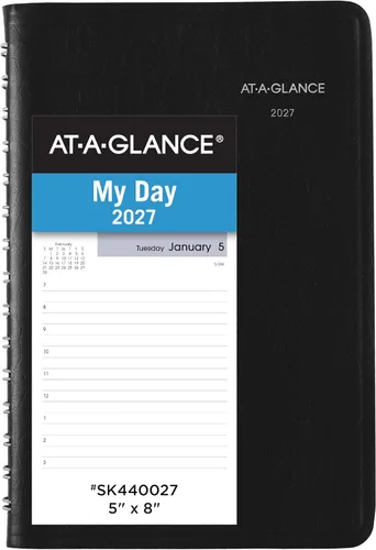 Vista 10 de AT-A-GLANCE Agenda 2027, diaria, 5 x 8 pulgadas, programación abierta, DayMinder, negro (SK460027)