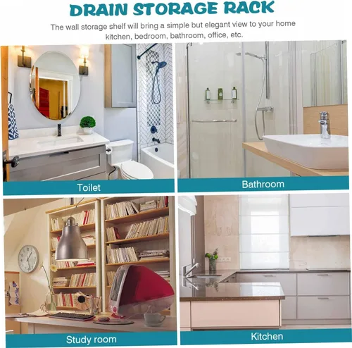 Vista 9 de Organizador de ducha de aluminio, colgador de toallas montado en la pared, estante de baño moderno para toallas, estantes de ducha y organizadores