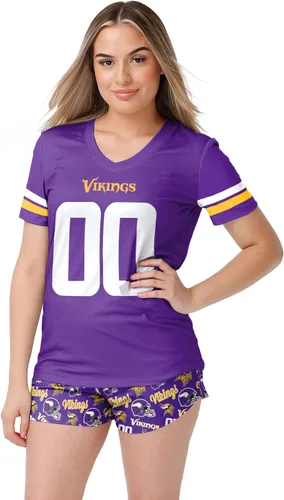 Vista 13 de FOCO NFL womens Nfl Team Logo Ladies Gameday Ready Jersey Pajama Set