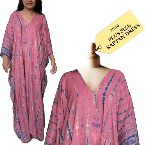 Vista 12 de Vestidos caftán hechos a mano en talla grande para mujer, vestido de gran tamaño teñido anudado, salida de baño para vacaciones y salidas nocturnas