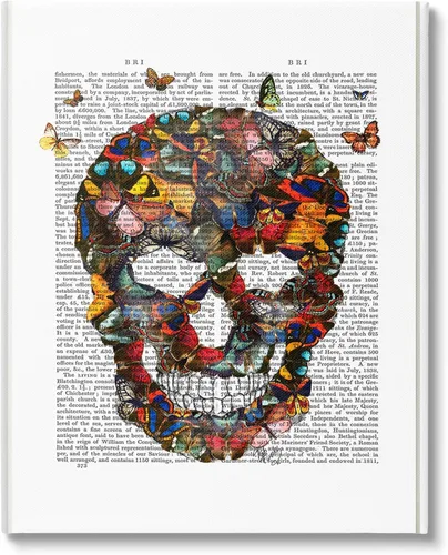 Vista 7 de The Stupell Home Décor Collection Dark Rainbow Skull of Butterflies on a Book Page