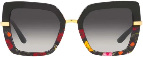 Vista 2 de Dolce & Gabbana Gafas de sol DG 4373 34008G negro sobre estampado de flores de invierno, Varios