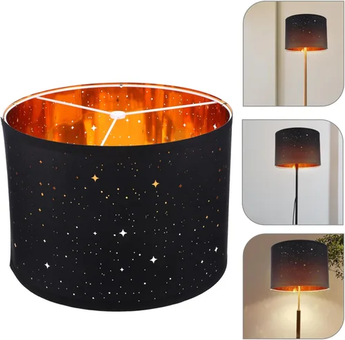 Vista 8 de LIFKOME Pantalla de tela Pantalla de lámpara de tambor de estrella, pantallas ahuecadas para lámpara de mesa, clip en la bombilla, lámpara de araña