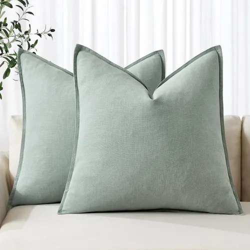 Vista 15 de MIULEE - Juego de 2 fundas de almohada decorativas de lino, estilo bohemio, rústico, neutral, para sofá, cama, 16 x 16 pulgadas, color marrón