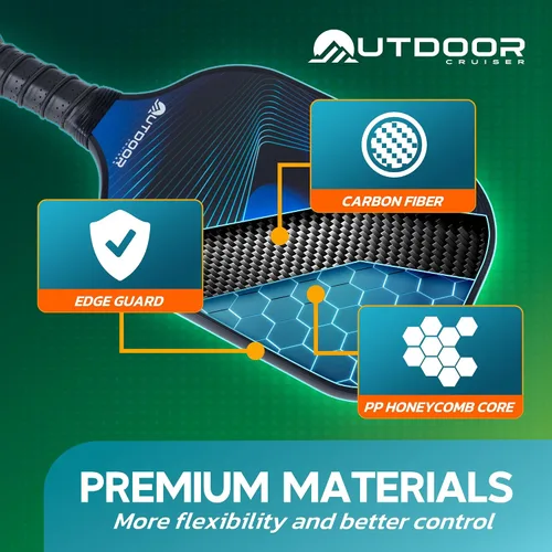 Vista 5 de Outdoor Cruiser Pickleball Paddle Set – Aprobado por USAPA, palas de fibra de vidrio de primera calidad con agarre ligero que absorbe los golpes