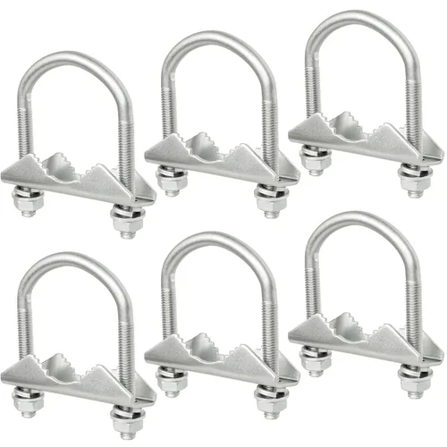 Vista 8 de XRDS-RF Abrazadera de montaje de antena U-Bolt 2 PCS, abrazadera de mástil de antena V bloque de mandíbula con pernos en U para antena exterior