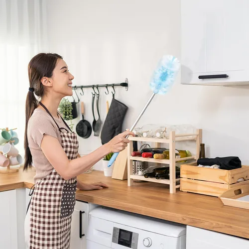 Vista 7 de Vesici 50 piezas de repuesto de plumero compatibles con Swiffer Dusters, repuesto desechable a granel grueso con 1 mango resistente para limpieza