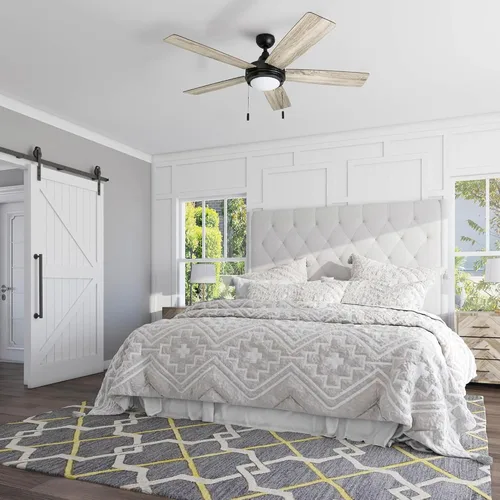 Vista 2 de Honeywell Ventiladores de techo Ventnor, ventilador de techo LED para interiores de 52 pulgadas de estilo granja moderna con luz, interruptor