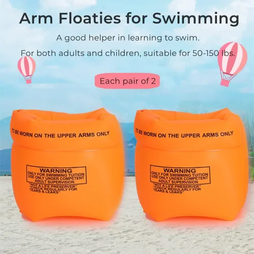 Vista 5 de Paquete de 2 a 4 flotadores de brazo para niños y adultos, flotadores de piscina, anillos de natación inflables, bandas de brazo de PVC, mangas