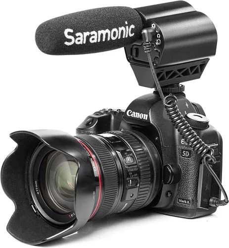 Vista 3 de Saramonic VMIC - Micrófono de video súper cardioide con grabadora de audio incorporada para cámaras DSLR