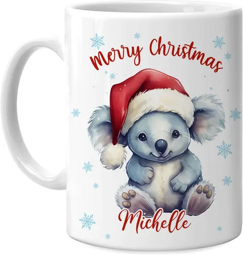 Vista 26 de Hyturtle Regalos personalizados para amantes de los osos – Taza de café de cerámica con nombre personalizado de oso con sombrero de Papá Noel
