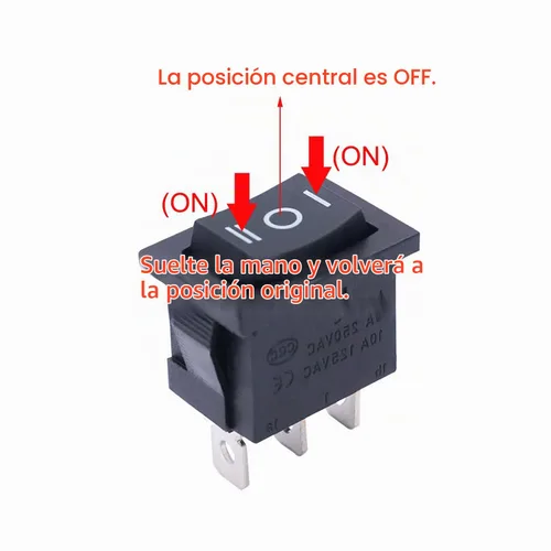 Vista 3 de TWTADE / 4 unids interruptor basculante momentáneo cuadrado (ON) - Apagado (ON) SPDT 3 Pin 3 posiciones 6A 250VAC/10A 125VAC Mini coche auto barco
