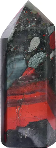 Vista 11 de AMOYSTONE Torre de piedra curativa grande de piedra de sangre africana, varita de cristal curativo, obelisco de punta hexagonal, irregular, 2-2.5