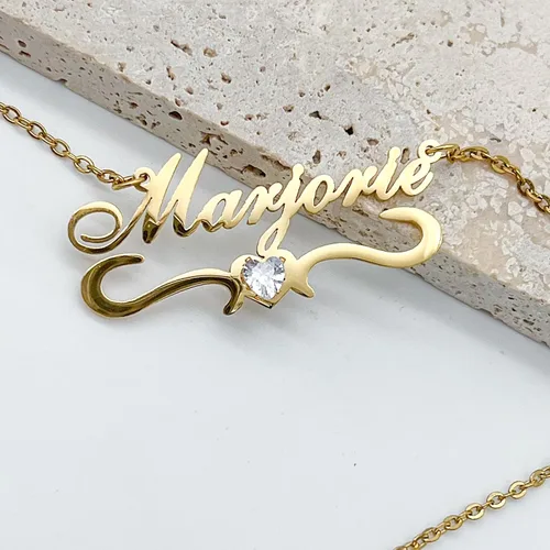 Vista 6 de 925 Sterling Silver Custom Name Necklace with Birthstone Heart, Personalized Jewelry for Women