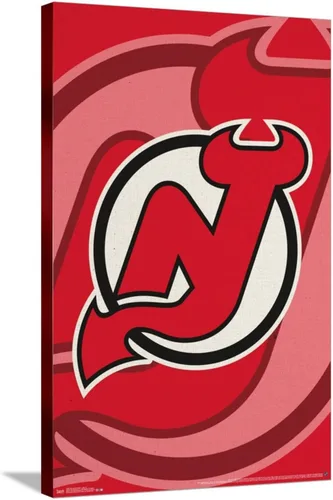Vista 5 de Trends International NHL New Jersey Devils - Póster de pared con logotipo 14, 14.72 x 22.37 pulgadas, lienzo estirado