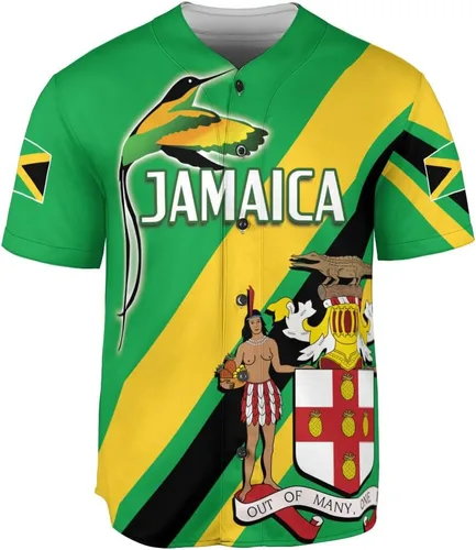 Vista 2 de Camiseta de béisbol de Jamaica con nombre personalizado, camiseta jamaicana personalizada, uniforme de orgullo de Jamaica, unisex, S-5XL