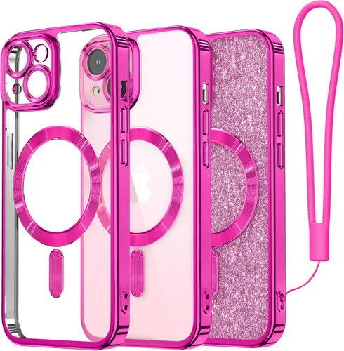 Vista 20 de Meifigno - Funda diseñada para el iPhone 16 Pro de 6.3", [Tarjeta de purpurina y correa para la muñeca] [Compatible con MagSafe]