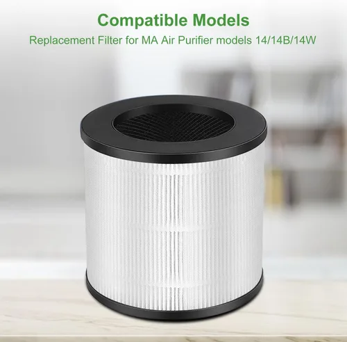 Vista 3 de Paquete de 2 filtros de repuesto modelo 14 para modelos MA Air Puri-Fier 14/14B/14W, 3 en 1 contiene prefiltro y carbón activado Fi-lterr