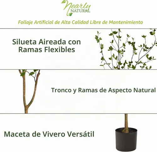 Vista 5 de Árbol artificial de cítricos minimalista de 1,22 m de Nearly Natural