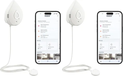 Vista 11 de Moen Flo Detector de fugas de agua inteligente, alarma de sensor de goteo o inundación para el hogar, 1 paquete, blanco, 920-004