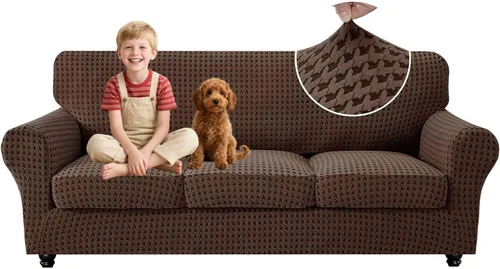 Vista 91 de MAXIJIN 2 fundas elásticas para sillón de sala de estar, fundas gruesas y suaves con brazos para perros, mascotas, protector de sofá individual