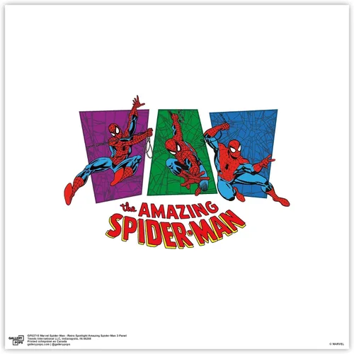 Vista 9 de Trends International Gallery Pops Marvel Spider-Man - Foco retro increíble Spider-Man 3 paneles de arte de pared, 12.00 x 12.00 pulgadas, versión