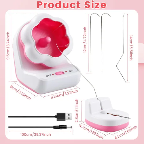 Vista 3 de Spinner eléctrico de cuentas de arcilla con base, Spinner de cuentas de arcilla para hacer pulseras con 2 agujas, máquina giratoria de cuentas