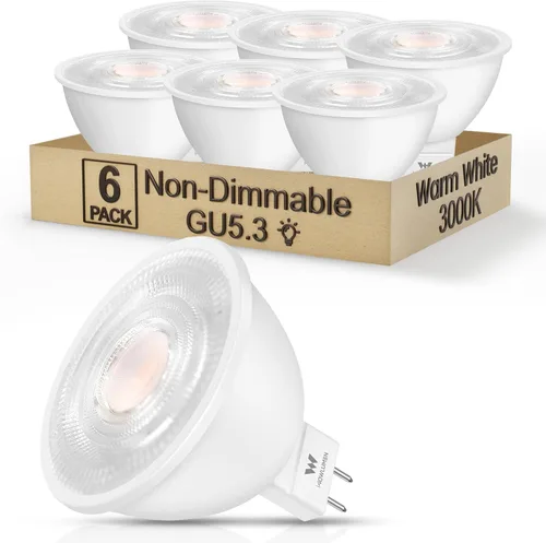 Vista 10 de Bombilla LED MR16 regulable, 5 W (equivalente a 50 W) 2700 K blanco cálido, bombillas de base GU5.3, ángulo de haz de 40°, 12 V CA CC - sin
