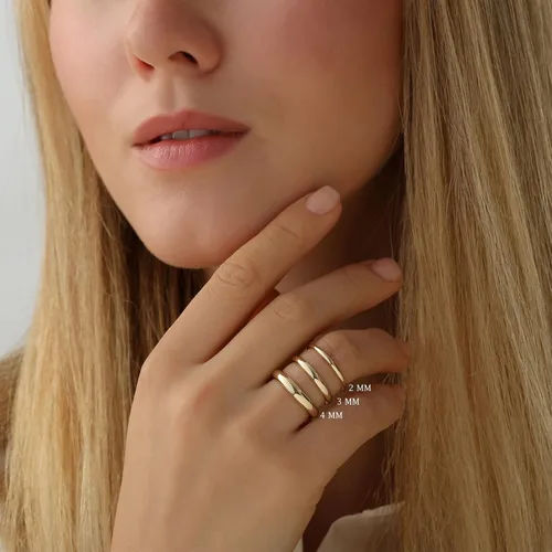 Vista 4 de FUNEIA Anillo de oro de 14 quilates para mujeres y hombres, 0.079 in, 0.118 in, 0.157 in, 0.197 in, 0.236 in, 0.315 in, 0.394 in, anillos de boda