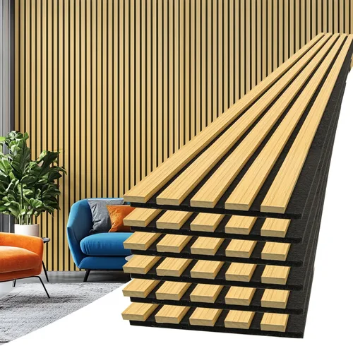 Vista 18 de Art3d Paquete de 2 paneles acústicos de listones de madera de 104" x 15.75" para pared y techo, paneles modernos estriados de absorción de sonido