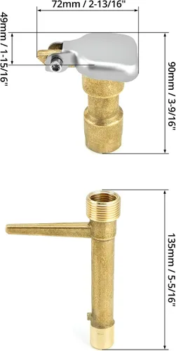 Vista 5 de QWORK 2 juegos de válvulas de acoplamiento rápido de latón G3/4 BSP - Llaves compatibles para sistemas de césped, jardín y riego