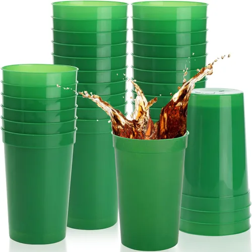 Vista 8 de Fasmov Paquete de 30 vasos de plástico de 16 onzas, vasos de plástico en blanco, reutilizables, para fiestas, eventos, marketing, bodas, coloridos