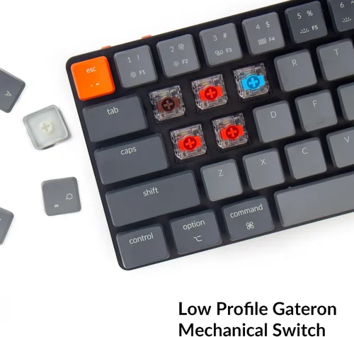 Vista 4 de Keychron K7 teclado mecánico inalámbrico ultra delgado con Bluetoothcable de 68 teclas con interruptor mecánico marrón Gateron retroiluminación LED