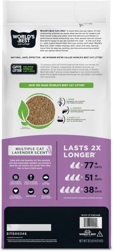 Vista 2 de World's Best Cat Litter Lavanda, control de olores de larga duración, bolsa