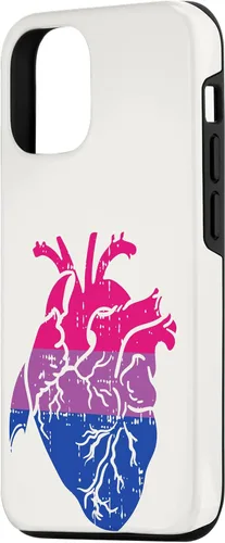 Vista 2 de Funda de regalo para enfermera LGBTQ para iPhone 14 con corazón anatómico y orgullo bisexual