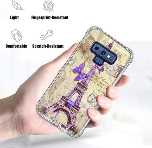 Vista 2 de Bcov Funda para Galaxy Note 9, París Torre Eiffel Postal Protección contra Caídas Carcasa a prueba de golpes TPU Cuerpo Completo Funda Protectora