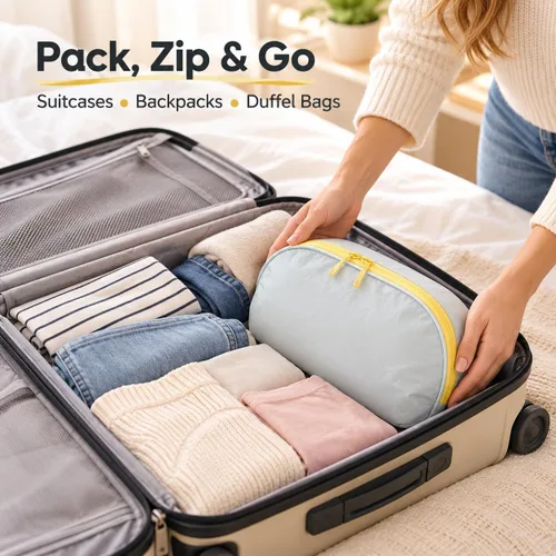 Vista 6 de Travel Underwear Organizer 3 in 1 Waterproof Portable Lingerie Bag Yellow+Grey