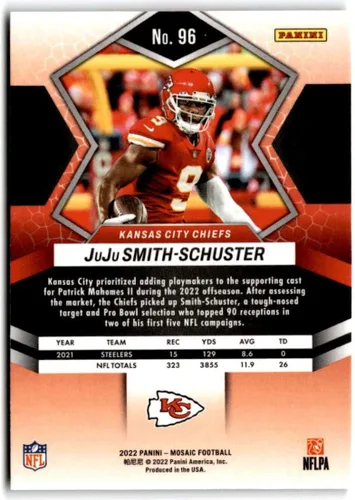 Vista 2 de Panini Mosaic #96 JuJu Smith-Schuster Kansas City Chiefs NFL 2022 - Trading Card