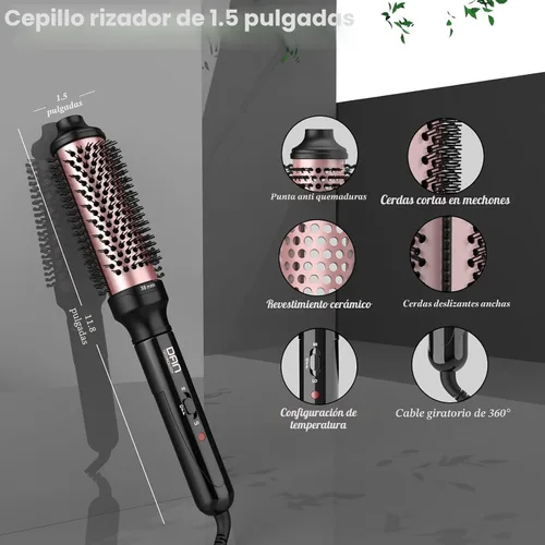 Vista 4 de DAN Technology Cepillo térmico, cepillo redondo calentado que no sopla, cepillo de cerámica para aspecto de soplado, cepillo de rizado de viaje