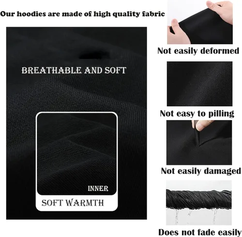 Vista 3 de AGVNG Sudadera con capucha para hombre, peso medio, bolsillo, mezcla de algodón suave y poliéster, cordón pesado