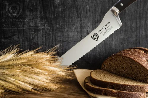 Vista 9 de Dalstrong Cuchillo de pan dentado, 8 pulgadas, Gladiator Series Elite, cuchillo de delicatessen, acero alemán forjado de alto carbono, cortador